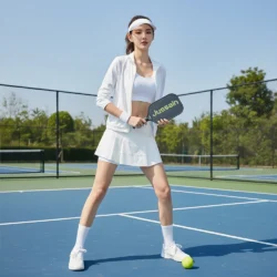 Chân Váy Thể Thao Chống Cuộn 2832DK Trắng mẫu cầm vợt Jusain