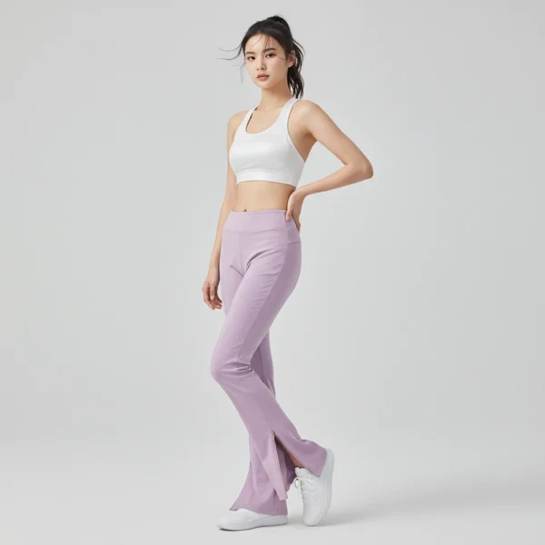 Quần legging ống loe khoá kéo gấu 5235KZ màu tím dáng đứng